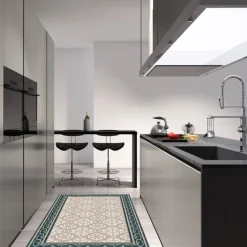 Tapis intérieur carreaux de ciment effet rosaces (140 x 70 cm)