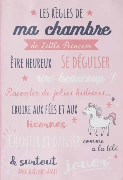 Tapis règles de la chambre enfant 60x90 cm (Little princesse -rose)