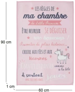 Tapis règles de la chambre enfant 60x90 cm (Little princesse -rose)