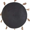 Tapis rond en coton pompons 90 cm (Anthracite)