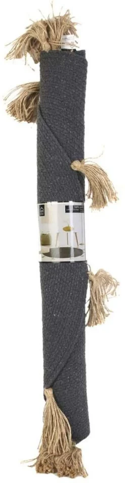 Tapis rond en coton pompons 90 cm (Anthracite)