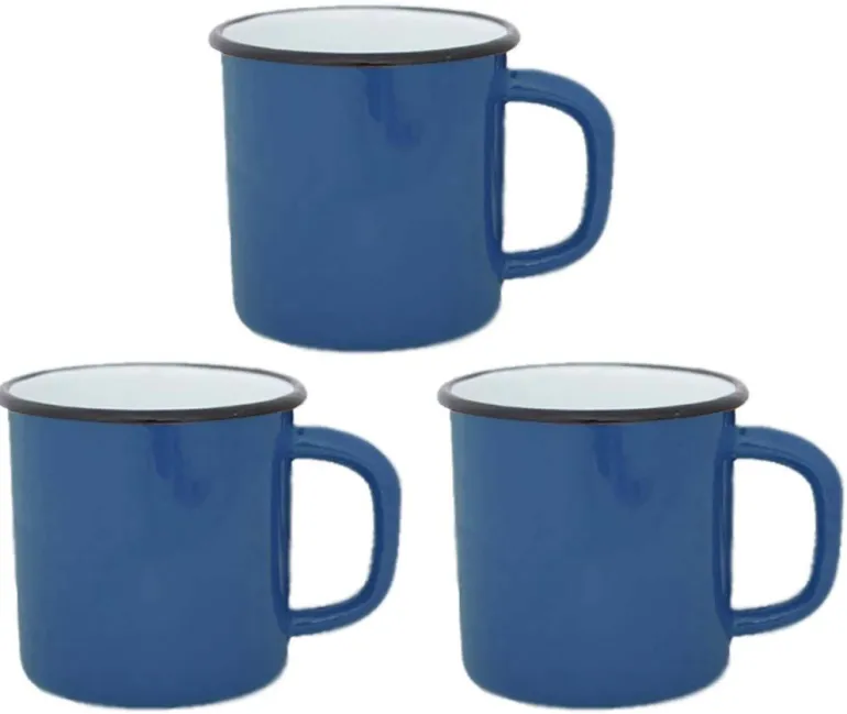 Tasses en émail coloré Classic (Lot de 3) (Bleu)