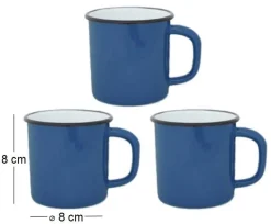 Tasses en émail coloré Classic (Lot de 3) (Bleu)