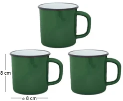 Tasses en émail coloré Classic (Lot de 3) (Vert foncé)