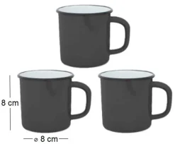 Tasses en émail coloré Classic (Lot de 3) (Noir)