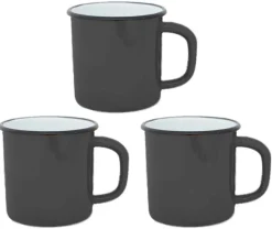 Tasses en émail coloré Classic (Lot de 3) (Noir)