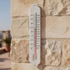 Thermomètre de jardin en zinc patiné 50cm