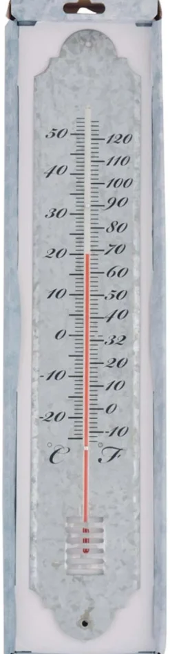 Thermomètre de jardin en zinc patiné 50cm