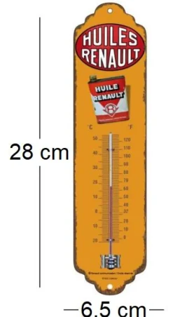 Thermomètre en métal Pub 28 x 6.5 cm (Huiles Renault)