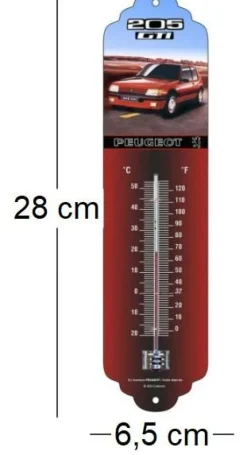 Thermomètre en métal Pub 28 x 6.5 cm (Peugeot 205 GTI)