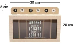 Tirelire compartimentée Shopping 30x20 cm