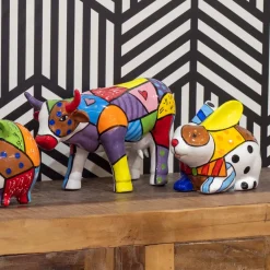 Tirelire en dolomite peinture multicolore (Lapin)