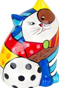 Tirelire en dolomite peinture multicolore (Chat)