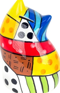 Tirelire en dolomite peinture multicolore (Chat)