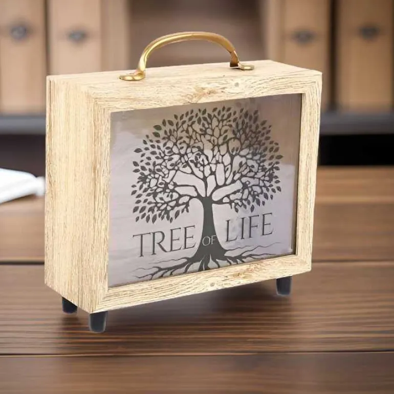 Tirelire valisette Tree of life 21 x 20 cm