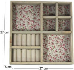 Tiroir à bijoux en bois motifs fleurs