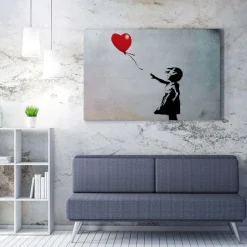 Toile décorative fille avec ballon 100 x 70 cm