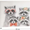 Toile famille raton laveur 40 x 30 cm
