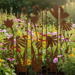 Treillis brise vue en 5 parties Fleurs (S : 87 x 1,5 x 117,2 cm)