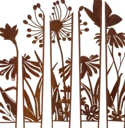 Treillis brise vue en 5 parties Fleurs (S : 87 x 1,5 x 117,2 cm)