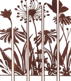 Treillis brise vue en 5 parties Fleurs (S : 87 x 1,5 x 117,2 cm)