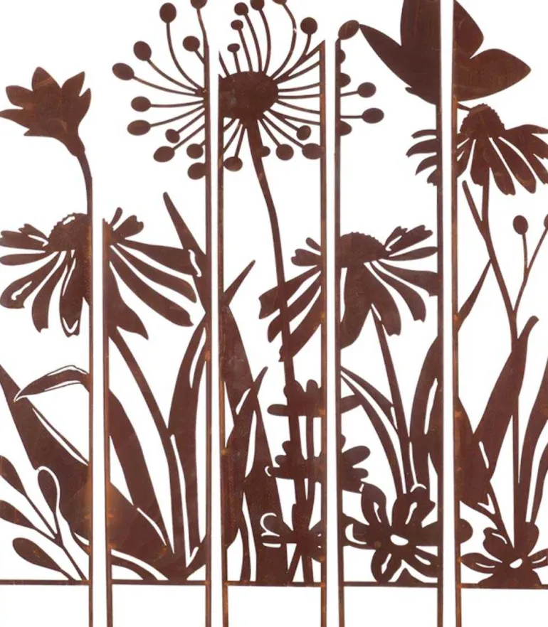 Treillis brise vue en 5 parties Fleurs (L : 137,5 x 1,5 x 170 cm)