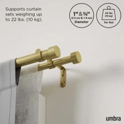 Tringle à rideaux double en acier laiton Cappa (Longueur réglable de 91 à 168 cm)