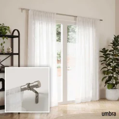 Tringle à rideaux en métal nickel Cappa (Longueur réglable de 91 à 168 cm)