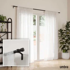 Tringle à rideaux en métal noir mat Cappa (Longueur réglable de 91 à 168 cm)