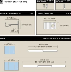 Tringle à rideaux extensible en acier Flute