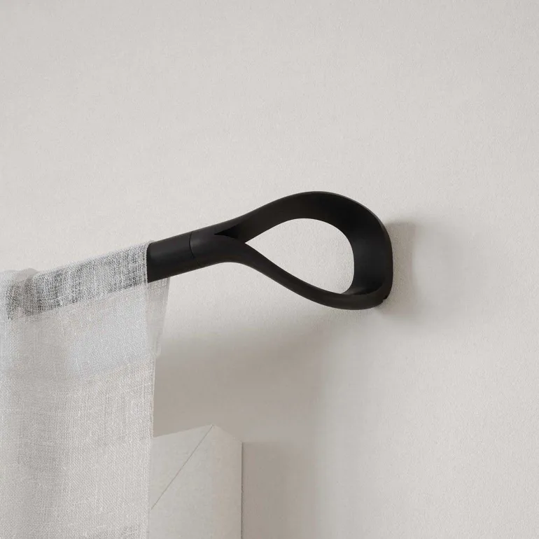 Tringle à rideaux extensible Loop (Noir mat)