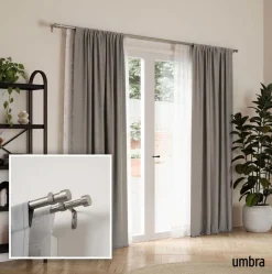 Tringle à rideaux nickel Cappa 305 à 457 cm (Double)