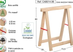 Tréteau en pin brut Professionnel Plus