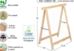 Tréteau en pin standard section 40x17 mm (Lot de 4 )