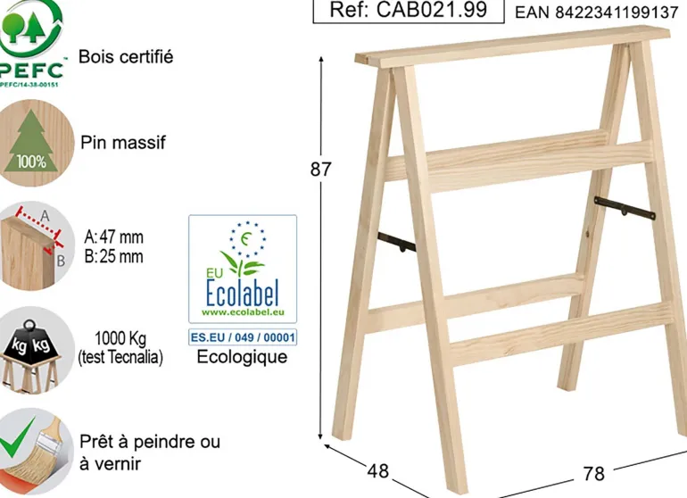 Tréteau tapissier en pin naturel