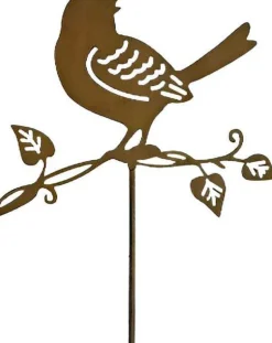 Tuteur déco oiseau sur branche en fer 36 x 102 cm