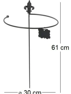Tuteur à plantes rond en acier fleurs de lys (30 cm)
