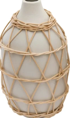 Vase en grès et rotin 11 x 19 cm (Modèle 1)