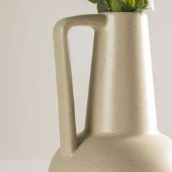 Vase en grès Lane (Beige et noir)