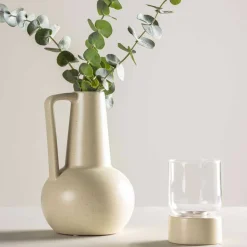Vase en grès Lane (Beige et noir)