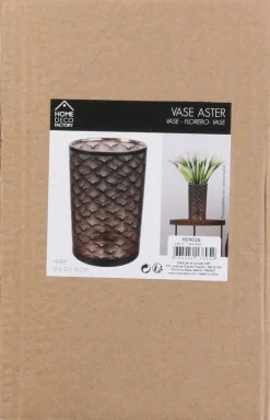 Vase en métal noir et cuivré Aster 20 cm