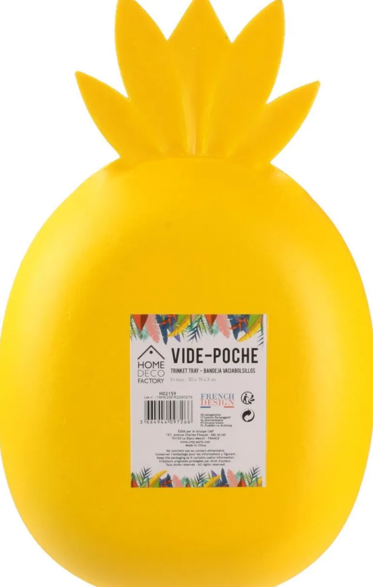 Vide-poche en bois coloré Ananas (Jaune)
