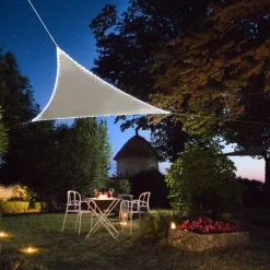 Voile d'ombrage triangulaire avec leds solaires intégrées Night and day (Taupe)